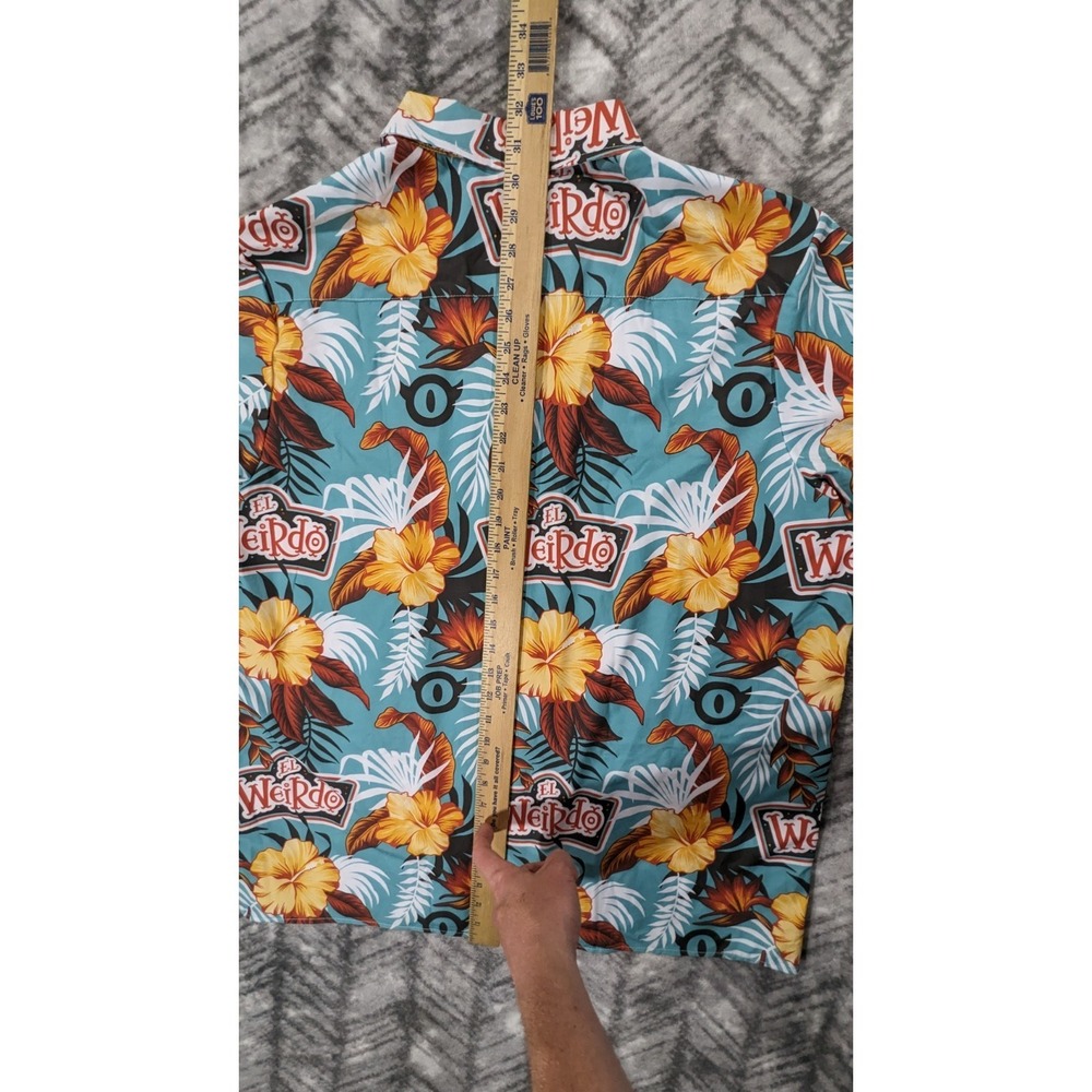 El Weirdo Ironic Floral Palm Hawaiian 4 Way Stretch Button Shirt Silly Crazy XL - Picture 3 of 9